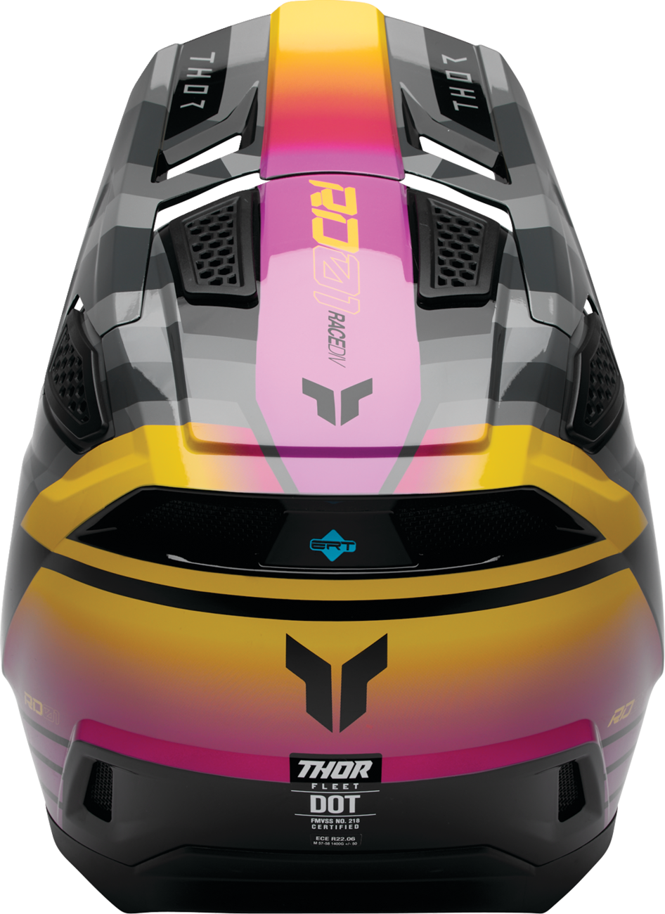 THOR Fleet Helmet Camber - Black/Magenta Medium | Durable Polycarbonate/ABS Shell with Impact Protection - Kelly Motorsports