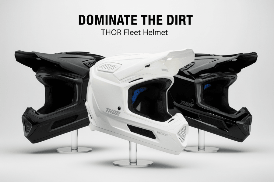 THOR Fleet Helmet PC/ABS Shell w/Impact Protection & Ventilation - Kelly Motorsports