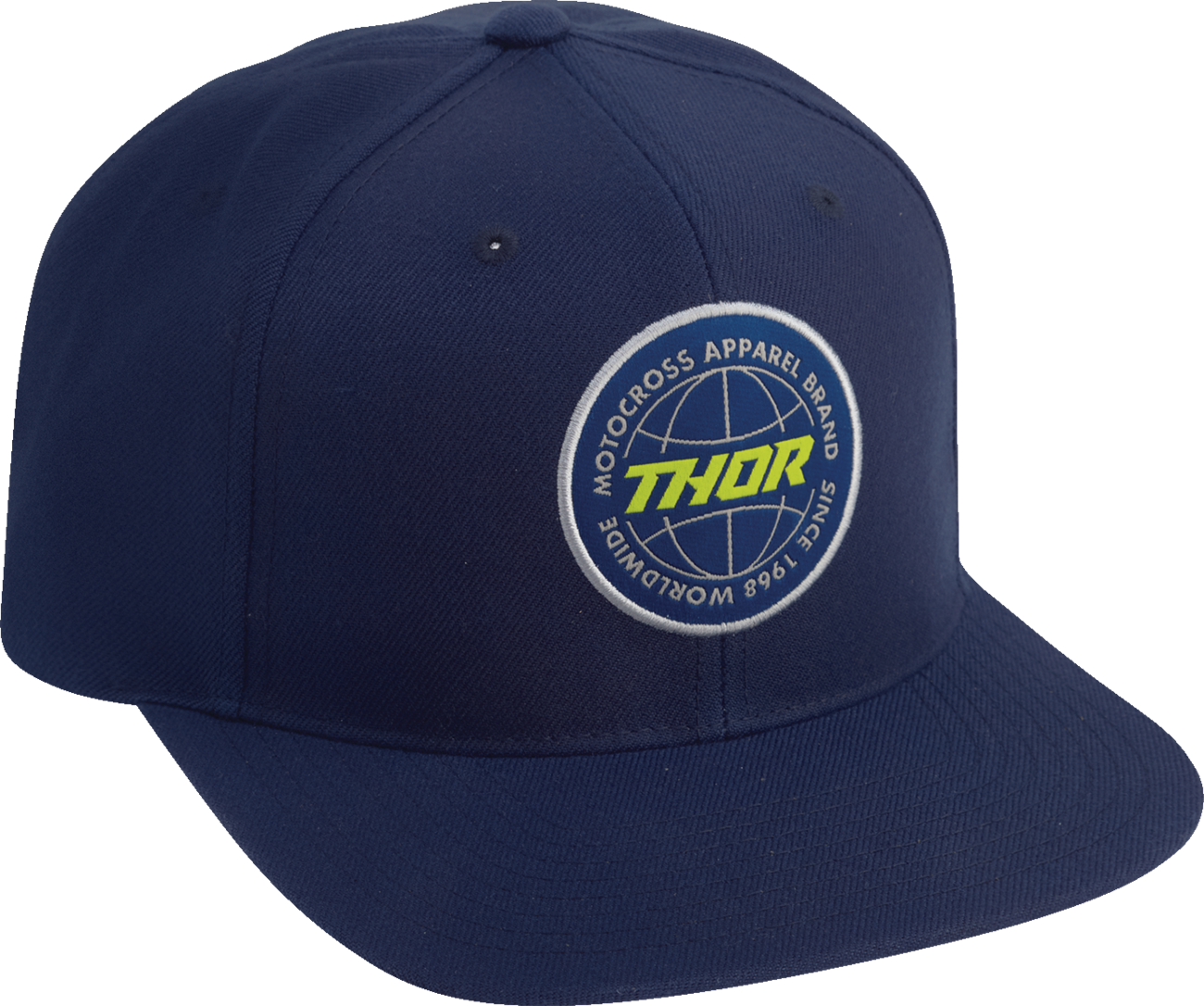 THOR Global Hat - Navy 2501 - 4153 | Adjustable Six Panel Snapback with Woven Patch - Kelly Motorsports