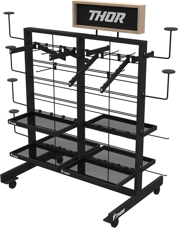 THOR Gondola Display with Helmet Hooks and Shelves - Part Number 9903 - 0704 - Kelly Motorsports