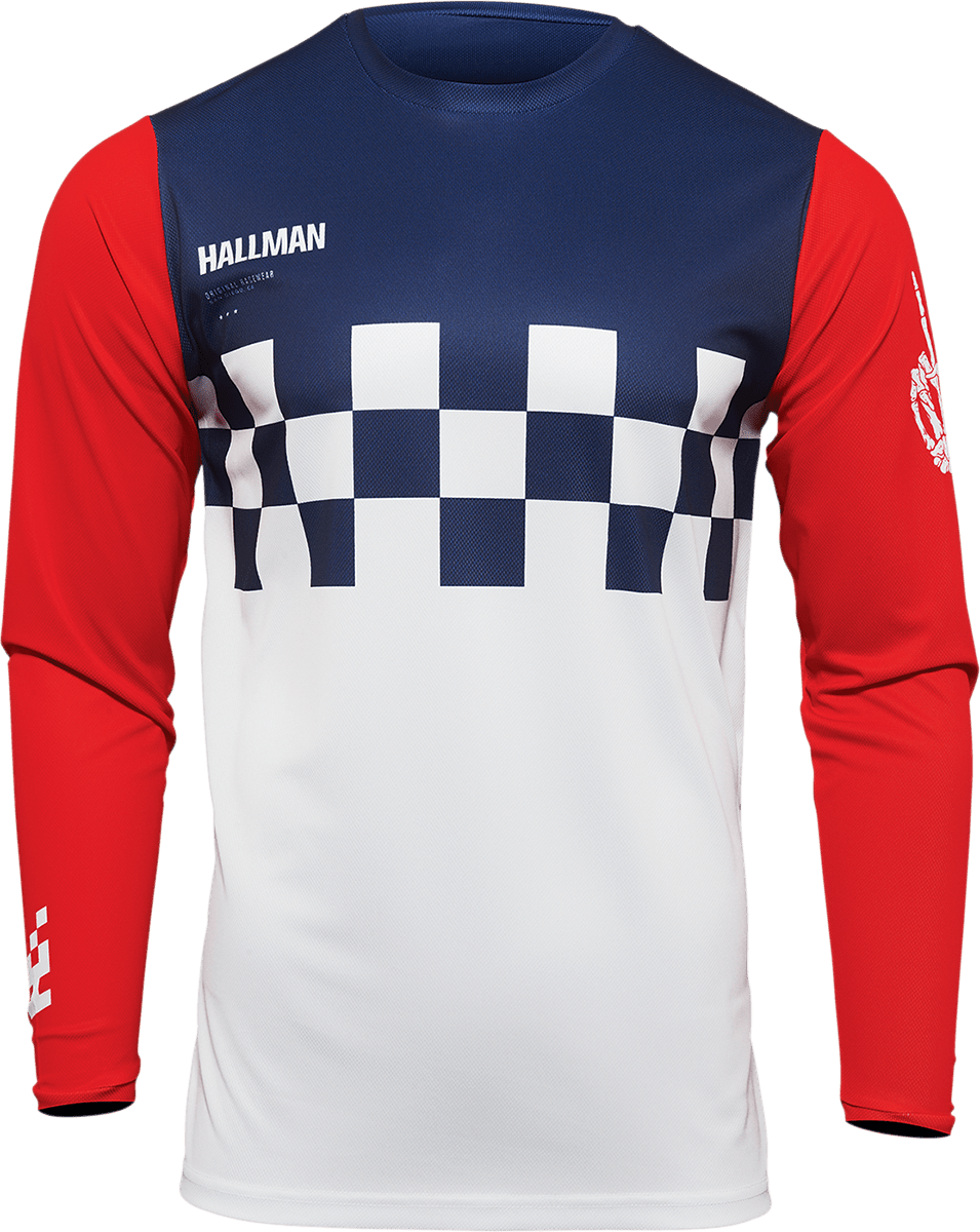 THOR Hallman Differ Cheq Jersey 2XL – White/Red/Blue, Part Number 2910-6581 - Kelly Motorsports