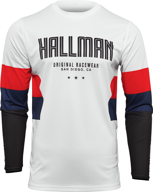 THOR Hallman Differ Draft Jersey - White/Red/Navy, Medium, Part No. 2910-6603 - Kelly Motorsports