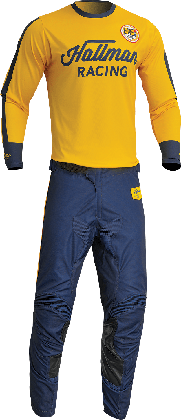 THOR Hallman Differ Roosted Jersey - Lemon/Navy, Large - Part Number 2910-7123 - Kelly Motorsports