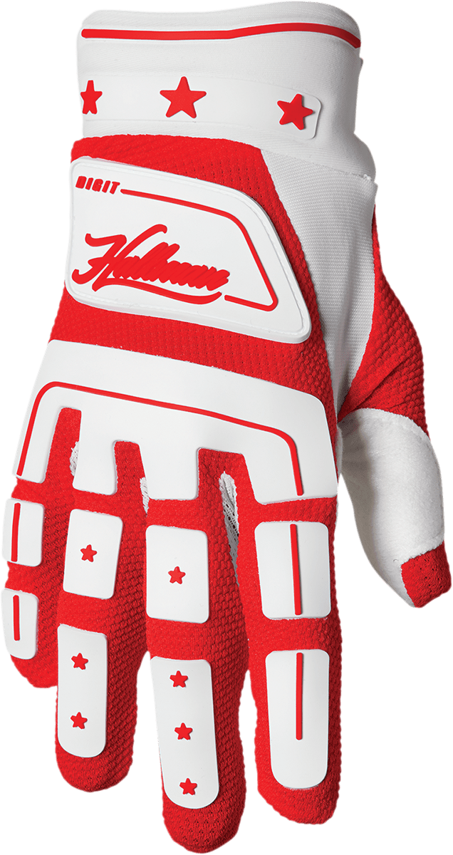 THOR Hallman Digit Gloves - White/Red, Small - Vintage Inspired MX Gloves with Ventilated Goat Skin and Foam Knuckle Guards - Kelly Motorsports