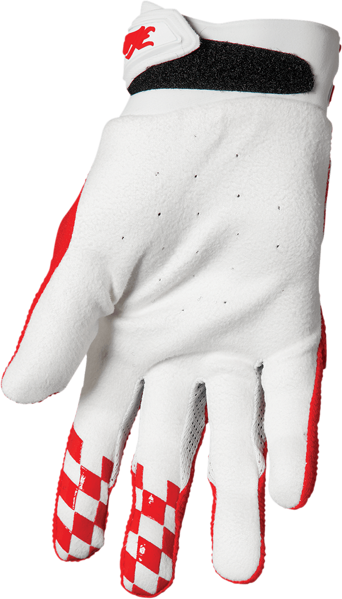THOR Hallman Digit Gloves - White/Red, Small - Vintage Inspired MX Gloves with Ventilated Goat Skin and Foam Knuckle Guards - Kelly Motorsports