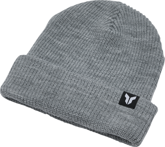 THOR Iconic Beanie Heather Gray 2501 - 4468 - Cuffed Acrylic Knit Hat with Woven Label - Kelly Motorsports