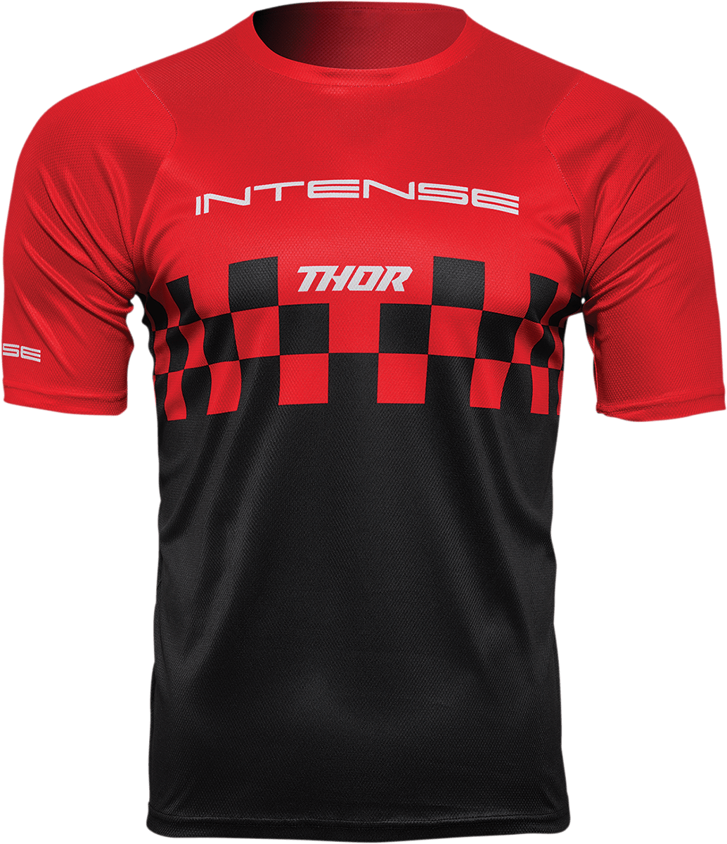 THOR Intense Assist Chex Short-Sleeve MTB Jersey - Red/Black, Part No. 5120-0139 - Kelly Motorsports