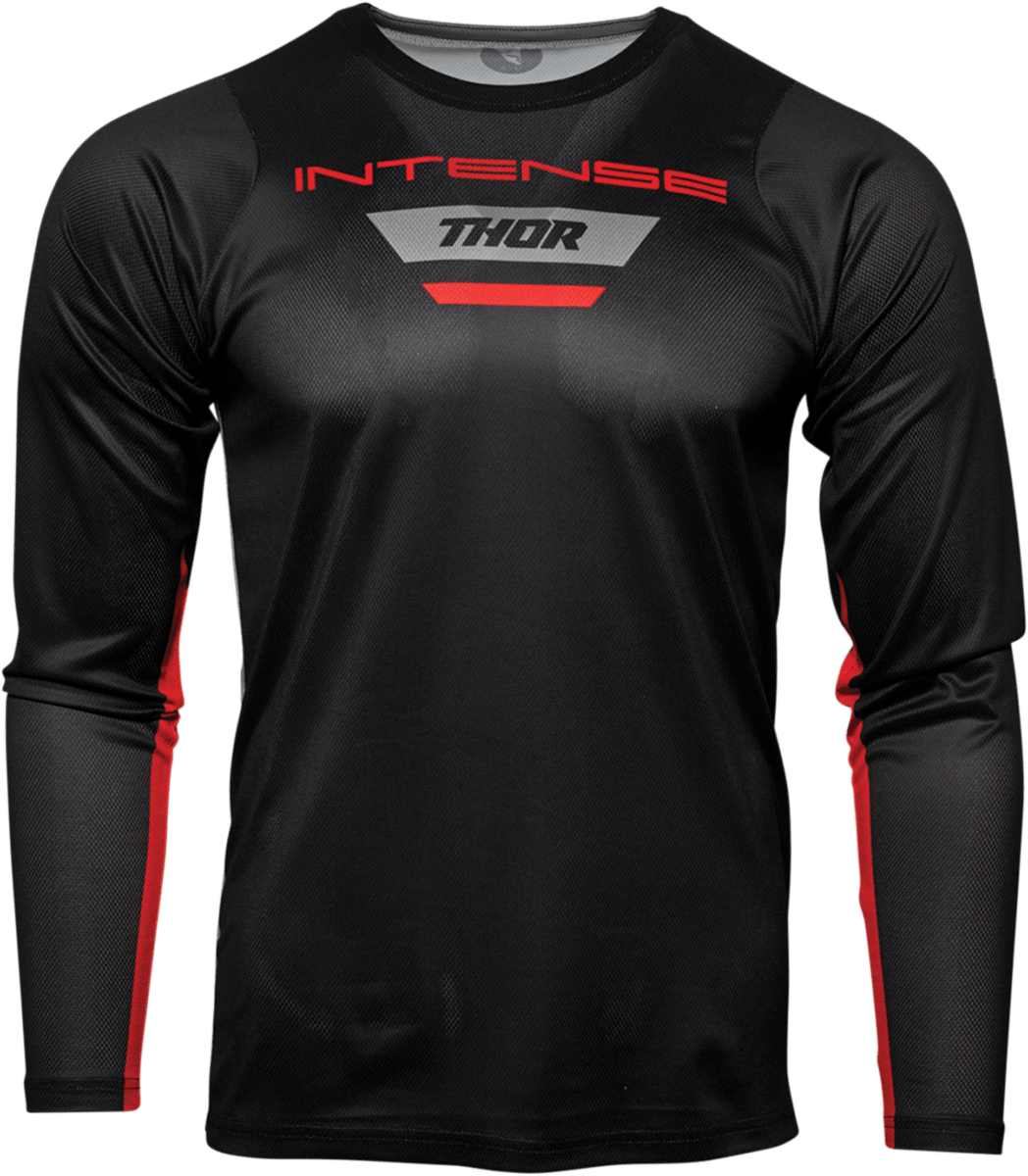 THOR Intense MTB Long-Sleeve Jersey - Black/Heather Gray, Part Number 5120-0062 - Kelly Motorsports