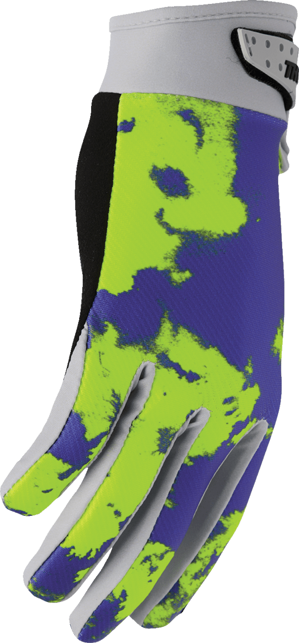 THOR Launchmode Bleach Gloves Gray/Acid Small (Part Number 3330-8320) - Kelly Motorsports