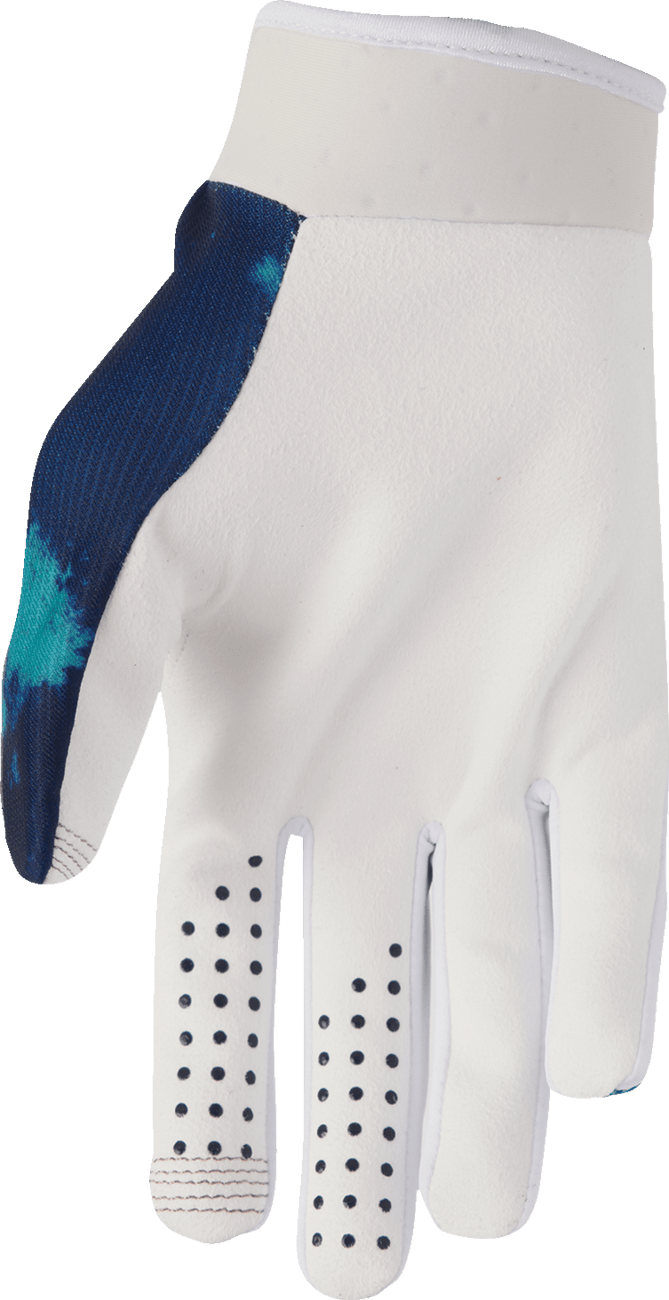 THOR Launchmode Bleach Gloves - White/Aqua, Size XS - Part Number 3330-8325 - Kelly Motorsports