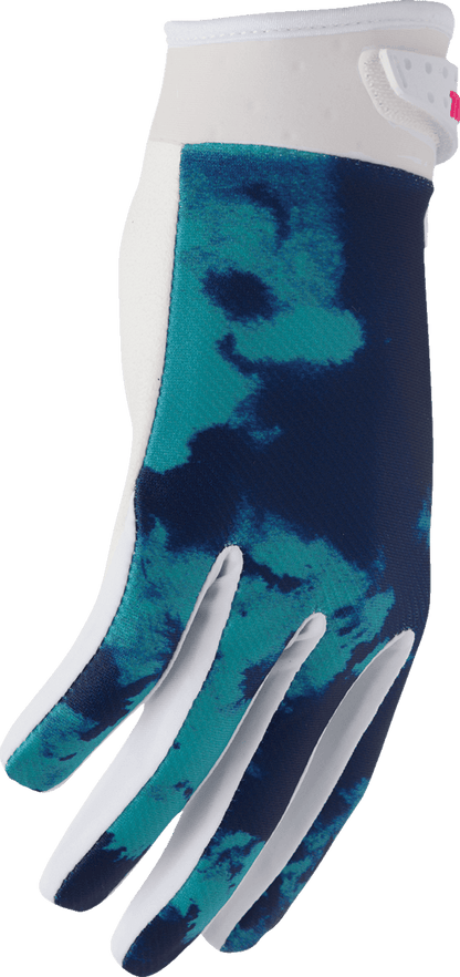 THOR Launchmode Bleach Gloves - White/Aqua, Size XS - Part Number 3330-8325 - Kelly Motorsports