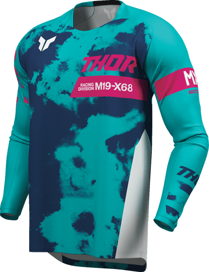 THOR Launchmode Bleach Jersey - White/Aqua, Medium - Part Number 2910-8407 - Kelly Motorsports