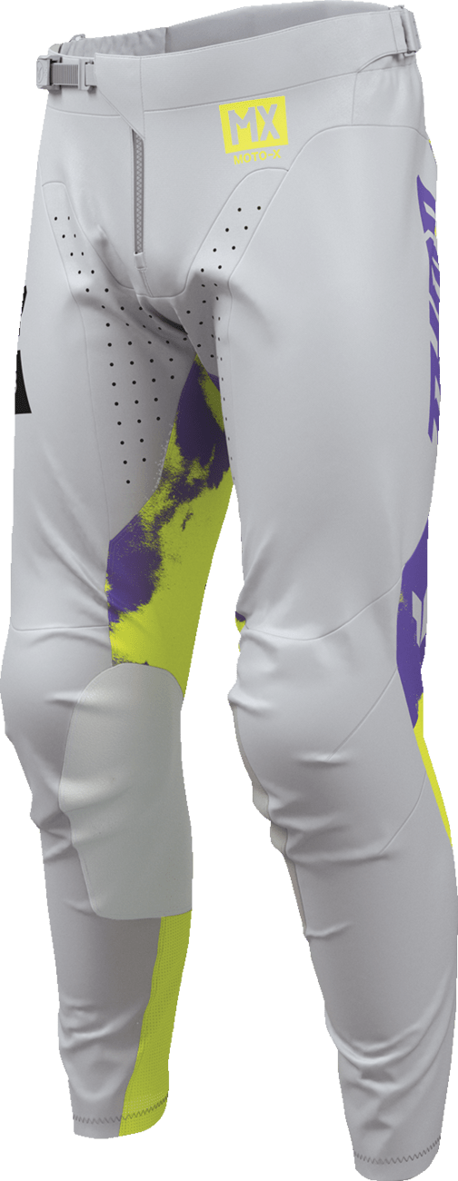 THOR Launchmode Bleach Pants - Gray/Acid US 28 - Durable Motocross Riding Pants Part 2901-12321 - Kelly Motorsports