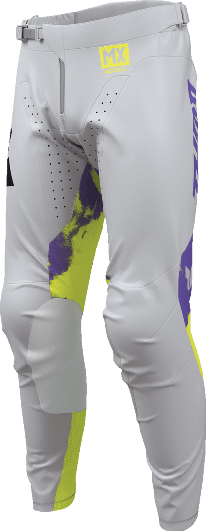 THOR Launchmode Bleach Pants - Gray/Acid US 28 - Durable Motocross Riding Pants Part 2901-12321 - Kelly Motorsports