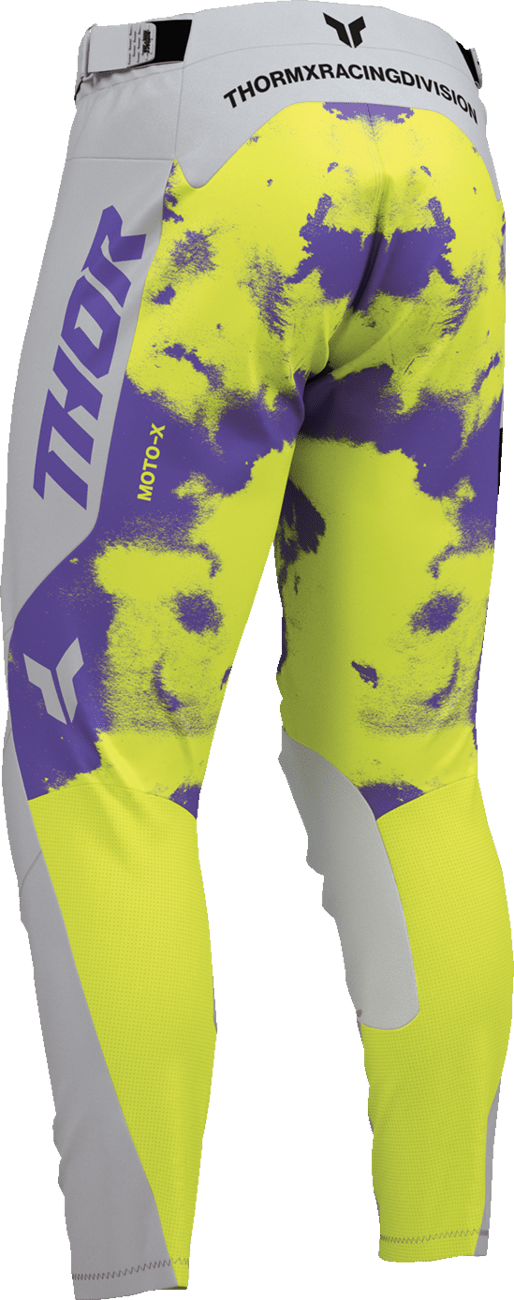 THOR Launchmode Bleach Pants - Gray/Acid US 28 - Durable Motocross Riding Pants Part 2901-12321 - Kelly Motorsports