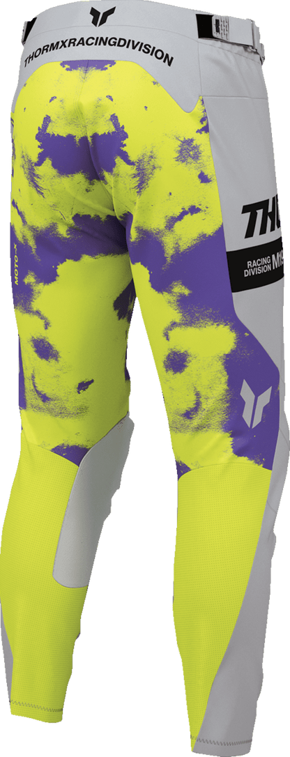 THOR Launchmode Bleach Pants - Gray/Acid US 28 - Durable Motocross Riding Pants Part 2901-12321 - Kelly Motorsports