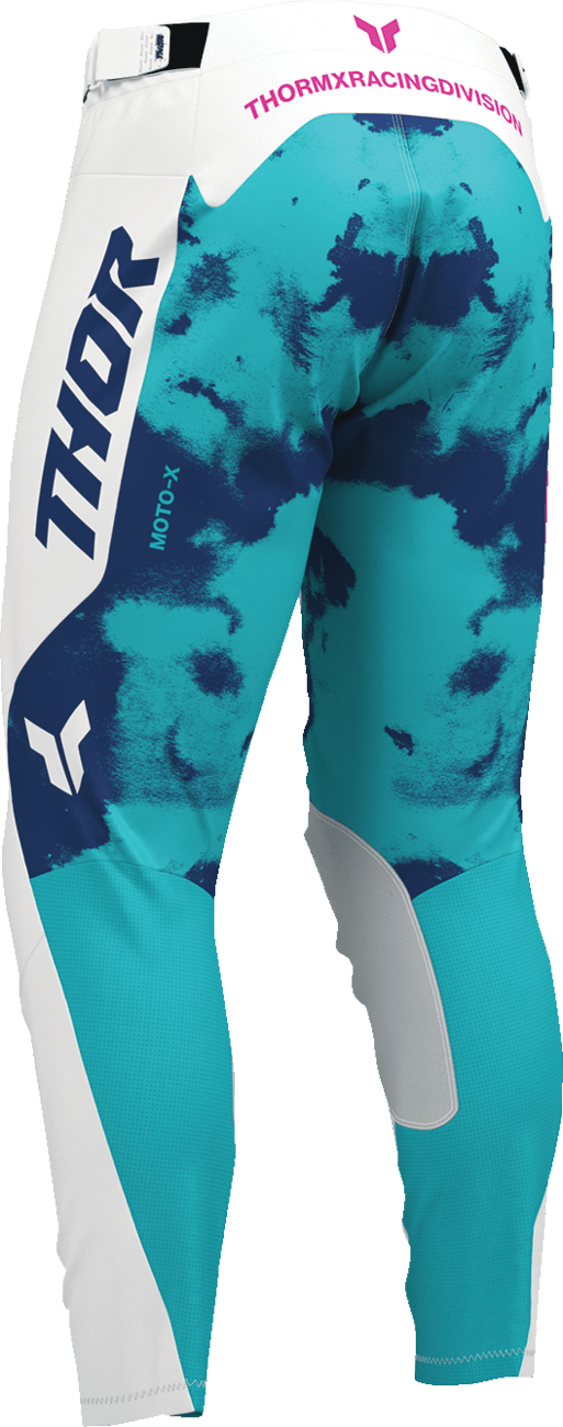 THOR Launchmode Bleach Pants - White/Aqua US 30 | Durable and Comfortable MTB Riding Gear - Kelly Motorsports