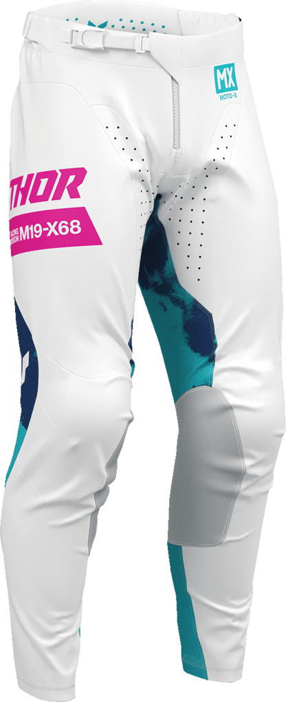 THOR Launchmode Bleach Pants - White/Aqua US 30 | Durable and Comfortable MTB Riding Gear - Kelly Motorsports