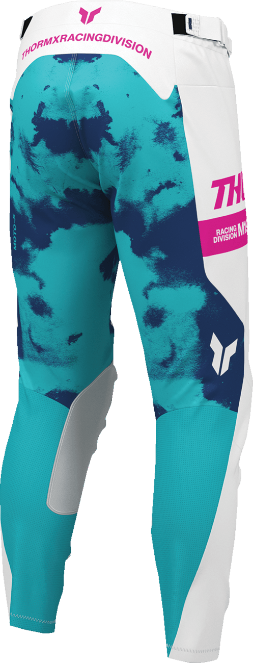 THOR Launchmode Bleach Pants - White/Aqua US 30 | Durable and Comfortable MTB Riding Gear - Kelly Motorsports