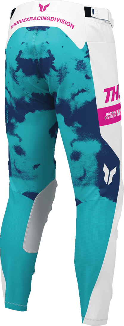 THOR Launchmode Bleach Pants - White/Aqua US 30 | Durable and Comfortable MTB Riding Gear - Kelly Motorsports