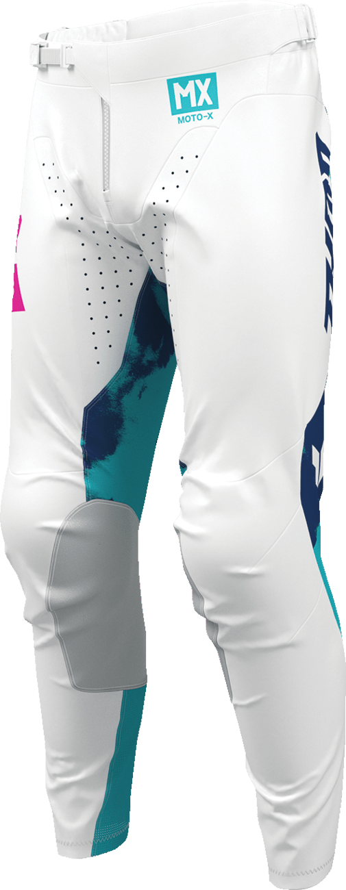 THOR Launchmode Bleach Pants - White/Aqua US 30 | Durable and Comfortable MTB Riding Gear - Kelly Motorsports