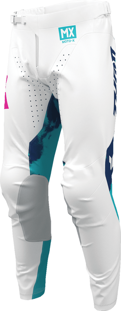 THOR Launchmode Bleach Pants - White/Aqua US 30 | Durable and Comfortable MTB Riding Gear - Kelly Motorsports