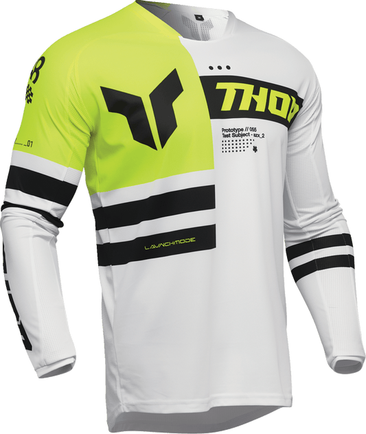 THOR Launchmode Dozer Jersey - Acid/Black 3XL with 4-Way Stretch and Mesh Paneling - Kelly Motorsports