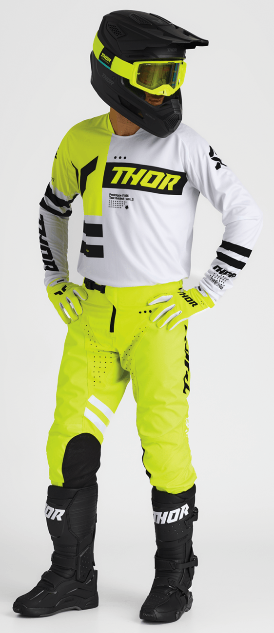 THOR Launchmode Dozer Jersey - Acid/Black, Size Large – Durable Poly/Spandex Motorcycle Jersey - Kelly Motorsports