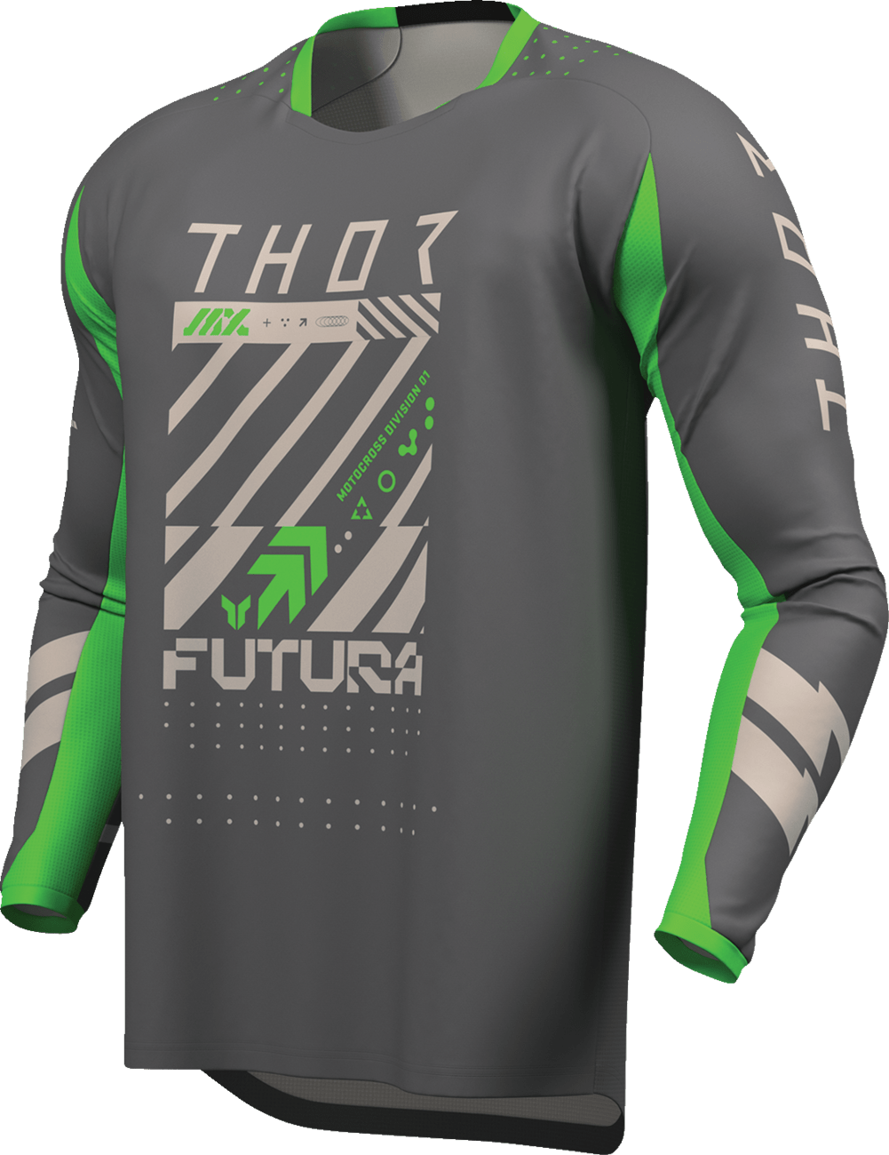 THOR Launchmode Futura Jersey - Charcoal and Green, Large - Part Number 2910-8420 - Kelly Motorsports