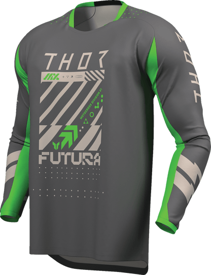 THOR Launchmode Futura Jersey - Charcoal and Green, Large - Part Number 2910-8420 - Kelly Motorsports