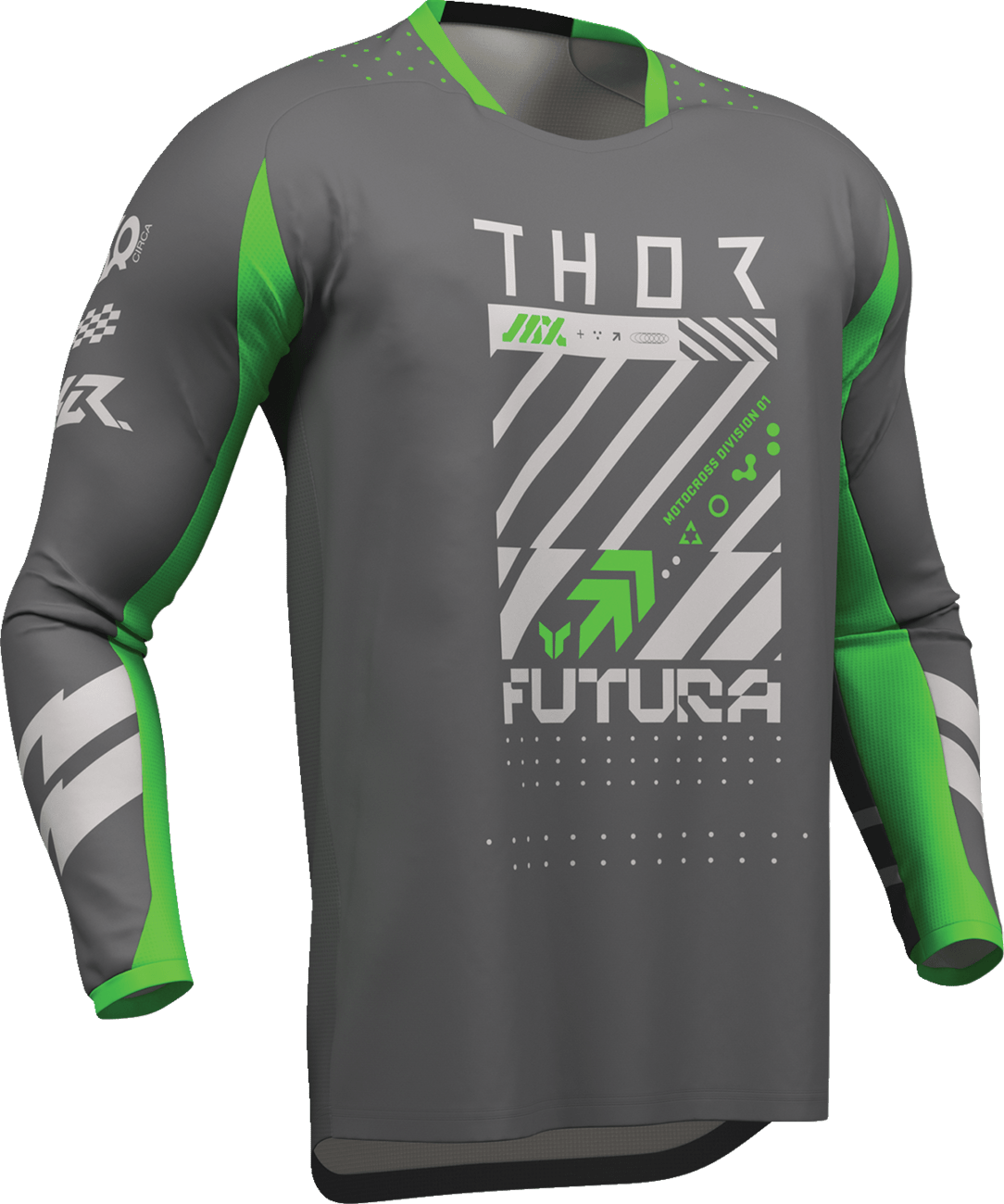 THOR Launchmode Futura Jersey - Charcoal and Green, Large - Part Number 2910-8420 - Kelly Motorsports