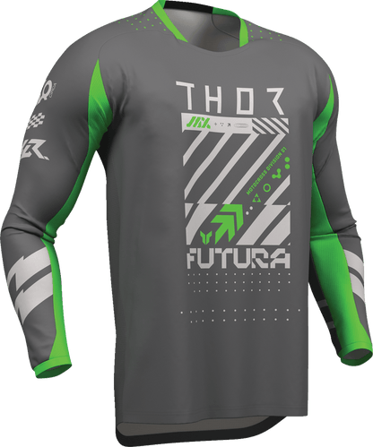 THOR Launchmode Futura Jersey - Charcoal and Green, Large - Part Number 2910-8420 - Kelly Motorsports