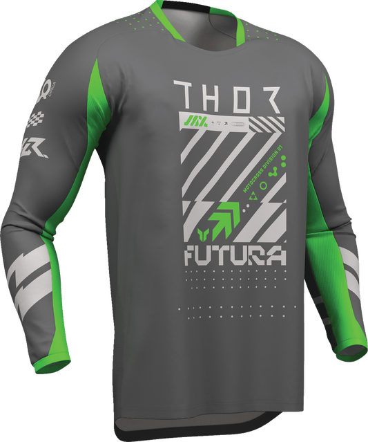 THOR Launchmode Futura Jersey - Charcoal and Green, Large - Part Number 2910-8420 - Kelly Motorsports