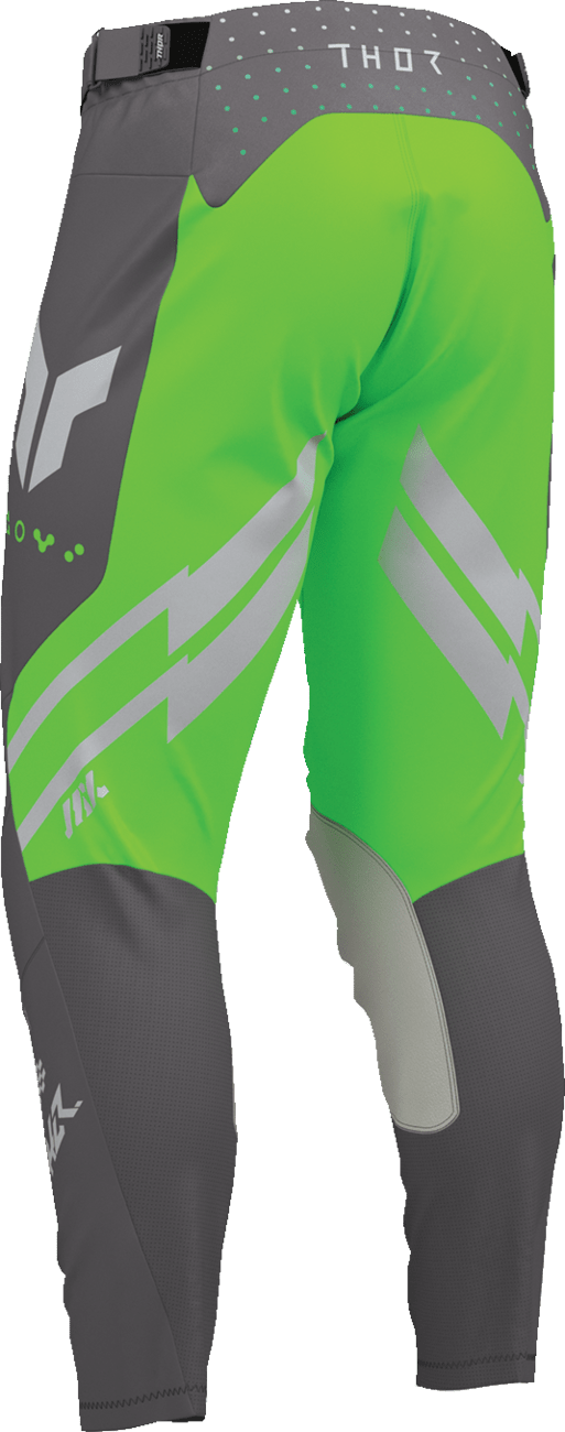 THOR Launchmode Futura Pants Charcoal/Green US 30 – Durable and Breathable Riding Pants with Precision Fit - Kelly Motorsports
