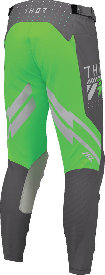 THOR Launchmode Futura Pants Charcoal/Green US 32 - Durable MTB Riding Gear with Advanced Ventilation - Kelly Motorsports
