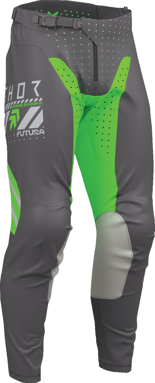 THOR Launchmode Futura Pants Charcoal/Green US 38 - Durable Motorcycle Riding Gear - Kelly Motorsports