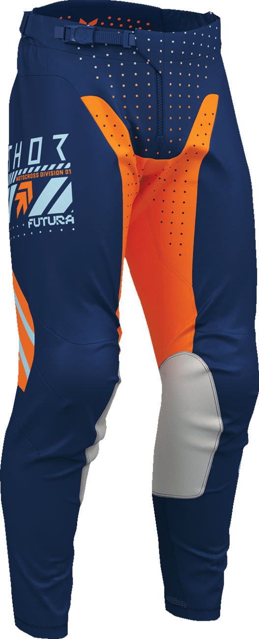 THOR Launchmode Futura Pants - Navy/Orange US 36 - Durable Performance Riding Gear - Kelly Motorsports