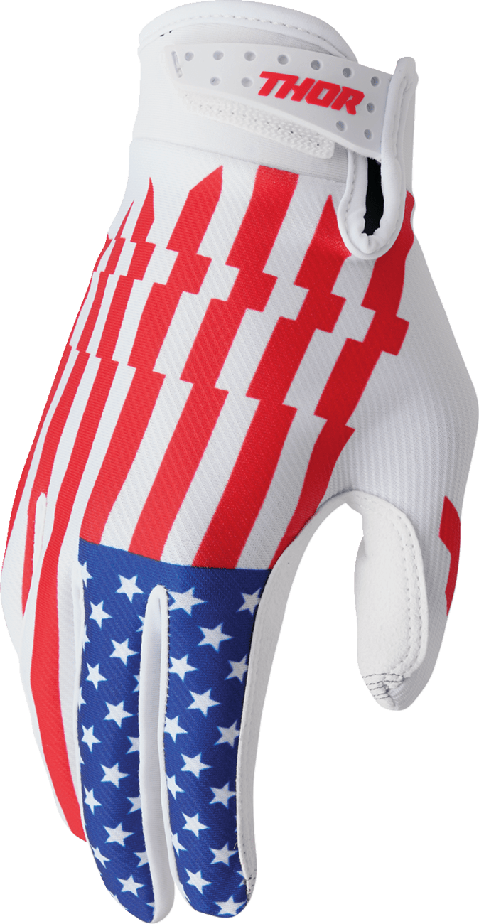 THOR Launchmode Gloves Patriot XS - Comfortable Soft Clarino® Palm and Advanced Features - Kelly Motorsports