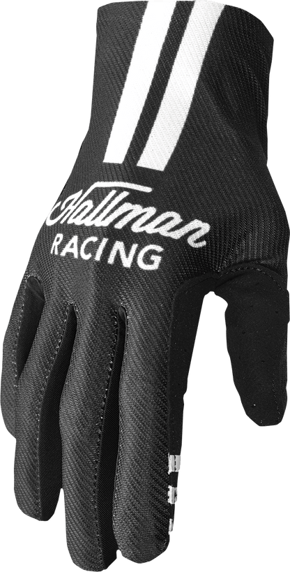 THOR Mainstay Gloves Roosted Black/White Small - Lightweight Motorcycle Riding Gloves - Kelly Motorsports