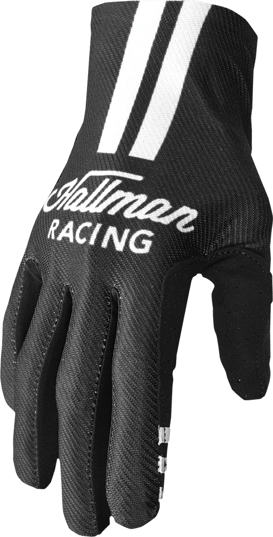 THOR Mainstay Gloves Roosted Black/White Small - Lightweight Motorcycle Riding Gloves - Kelly Motorsports