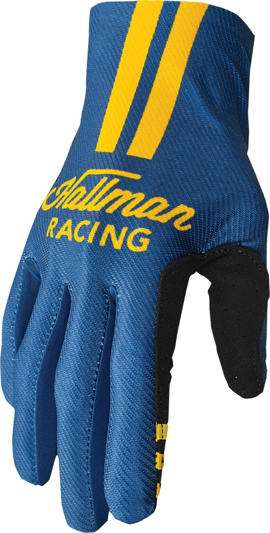THOR Mainstay Gloves Roosted Navy/Lemon Medium – Lightweight Motorcycle Gloves with Perforated Clarino® Palm and Athlete-Inspired Fit - Kelly Motorsports