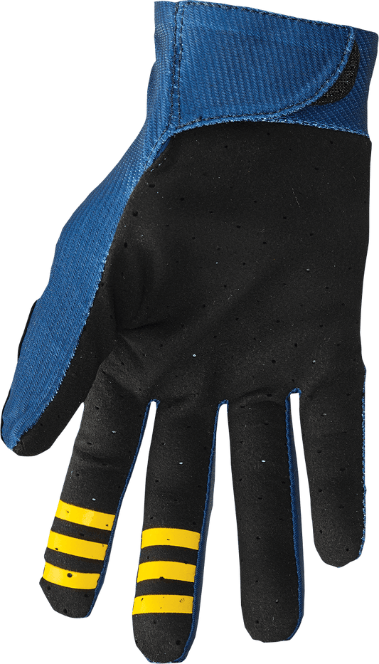 THOR Mainstay Gloves Roosted Navy/Lemon Medium – Lightweight Motorcycle Gloves with Perforated Clarino® Palm and Athlete-Inspired Fit - Kelly Motorsports