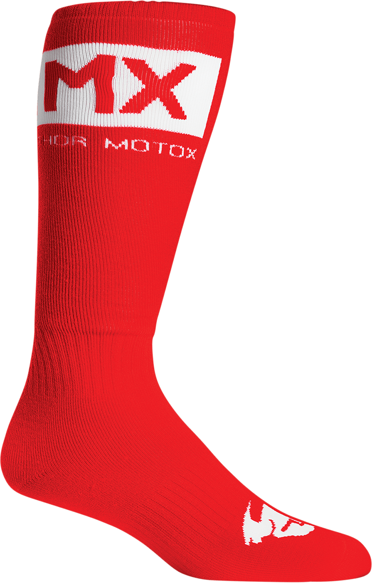THOR MX Solid Socks - Red/White, Size 6-9, Part Number 3431-0673 - Kelly Motorsports