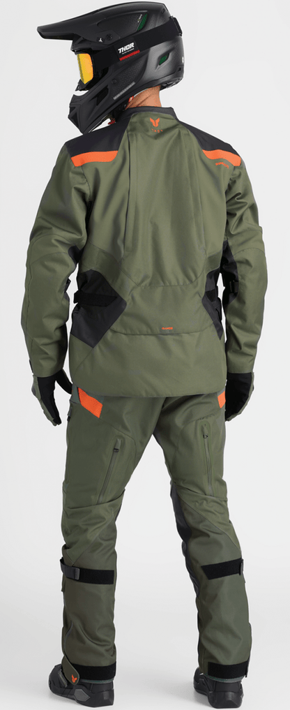 THOR Range Pants - Army/Orange US 28 - Durable Waterproof and Breathable Motorcycle Pants with Dura-Motion Paneling - Kelly Motorsports