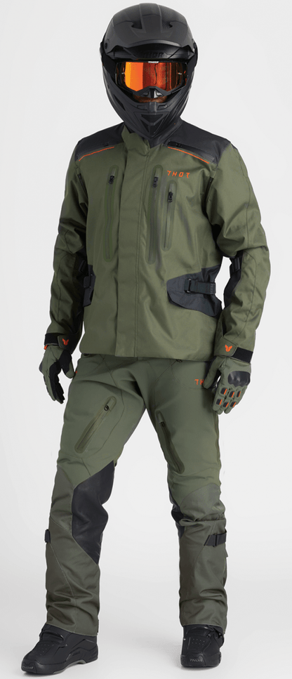 THOR Range Pants - Army/Orange US 28 - Durable Waterproof and Breathable Motorcycle Pants with Dura-Motion Paneling - Kelly Motorsports
