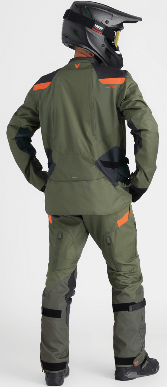 THOR Range Pants - Army/Orange US 28 - Durable Waterproof and Breathable Motorcycle Pants with Dura-Motion Paneling - Kelly Motorsports