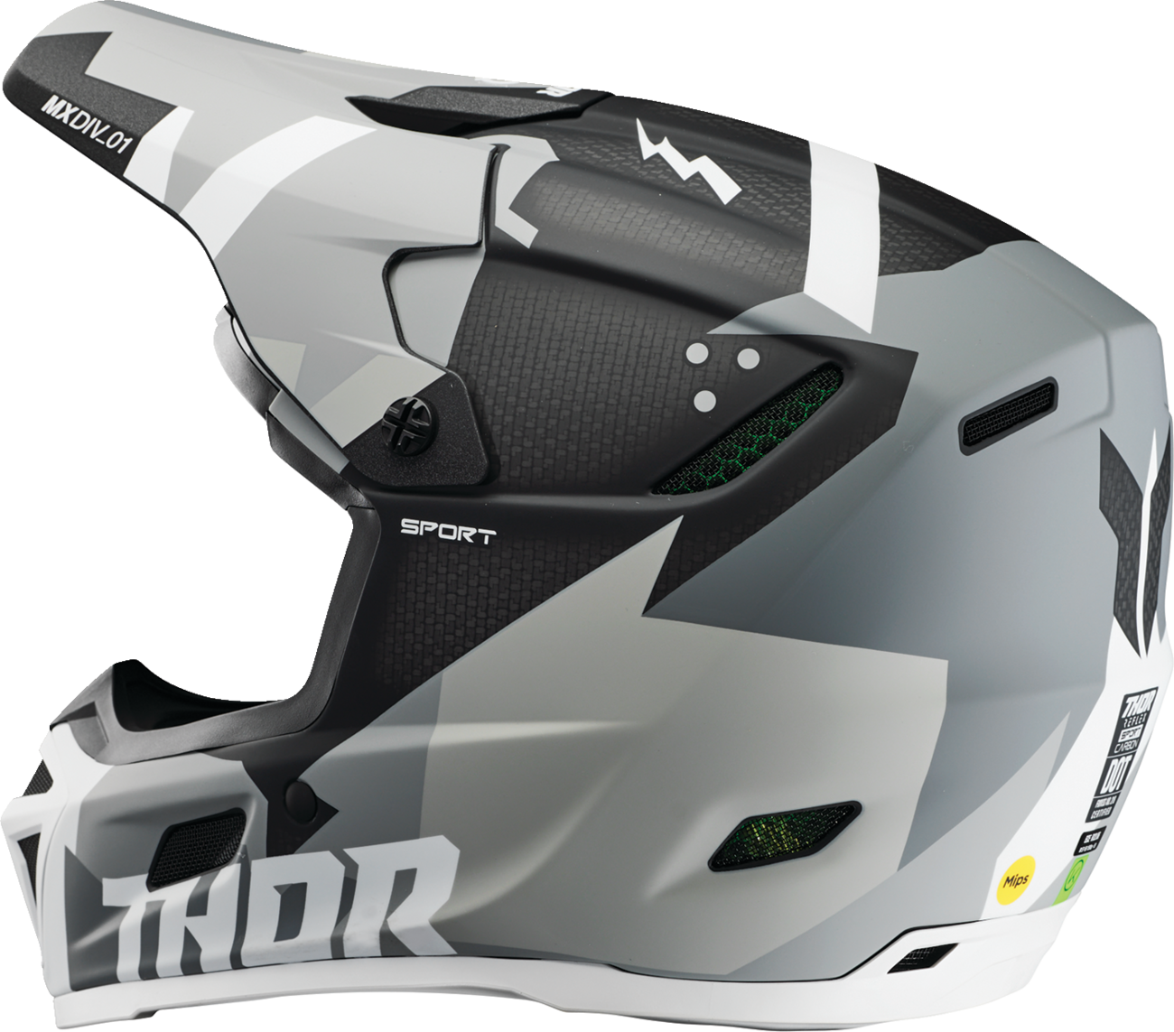 THOR Reflex Sport Carbon Helmet - Brave Edition with MIPS® Technology – Gray/White, Small, Part 0110 - 8758 - Kelly Motorsports