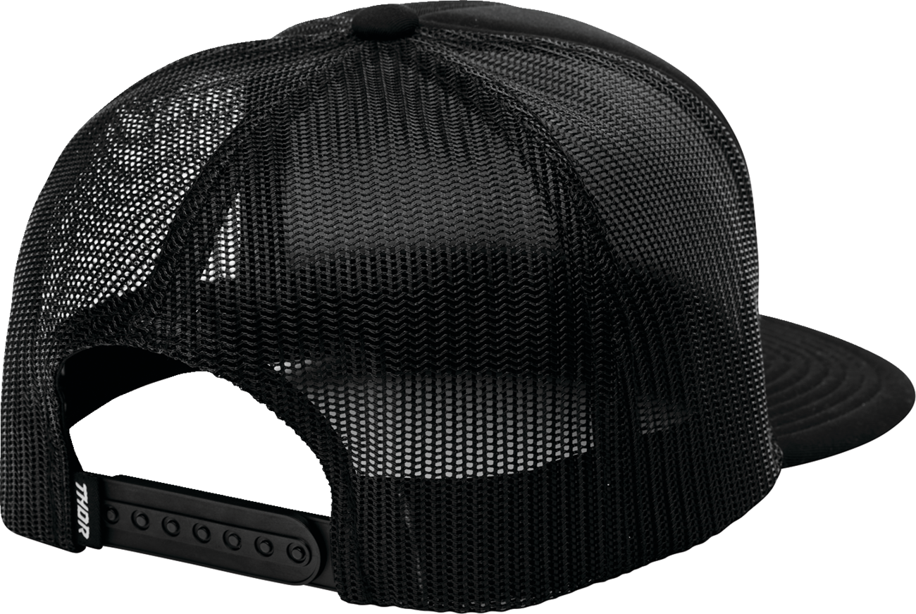 THOR Shadow Hat - Black, Five Panel Trucker Cap with Stamped Icon Design - Kelly Motorsports