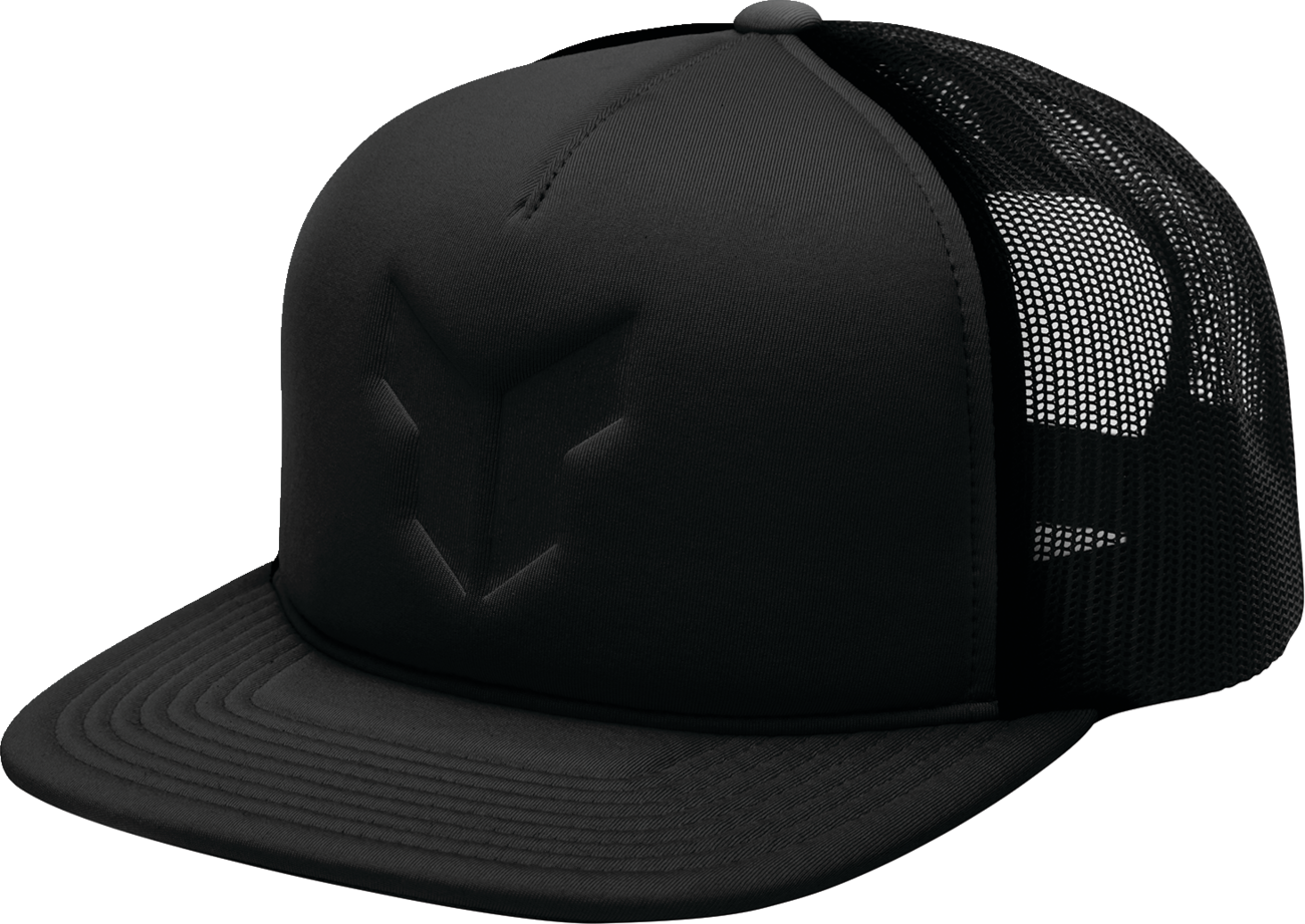 THOR Shadow Hat - Black, Five Panel Trucker Cap with Stamped Icon Design - Kelly Motorsports