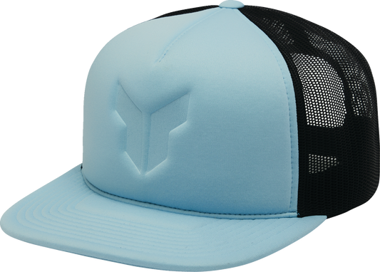 THOR Shadow Hat - Light Blue Five Panel Trucker Hat with Stamped Icon, Part Number 2501 - 4297 - Kelly Motorsports